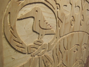 Dřevěné reliéfní dekorace pro hrad Točník